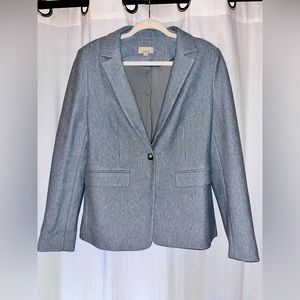 LOFT Blue Herringbone Knit Blazer